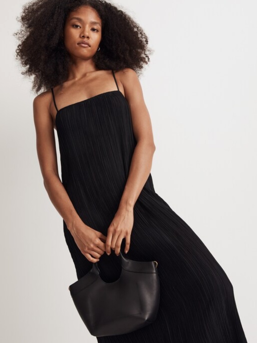 NWT Madewell Goldie Dress in Plisé - True Black